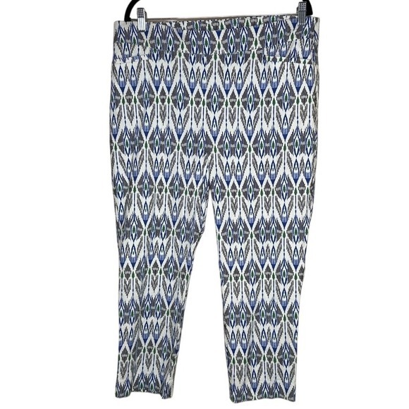Chico's Women's 40th Anniversary Brigitte Ikat Cropped Pants White Size 16